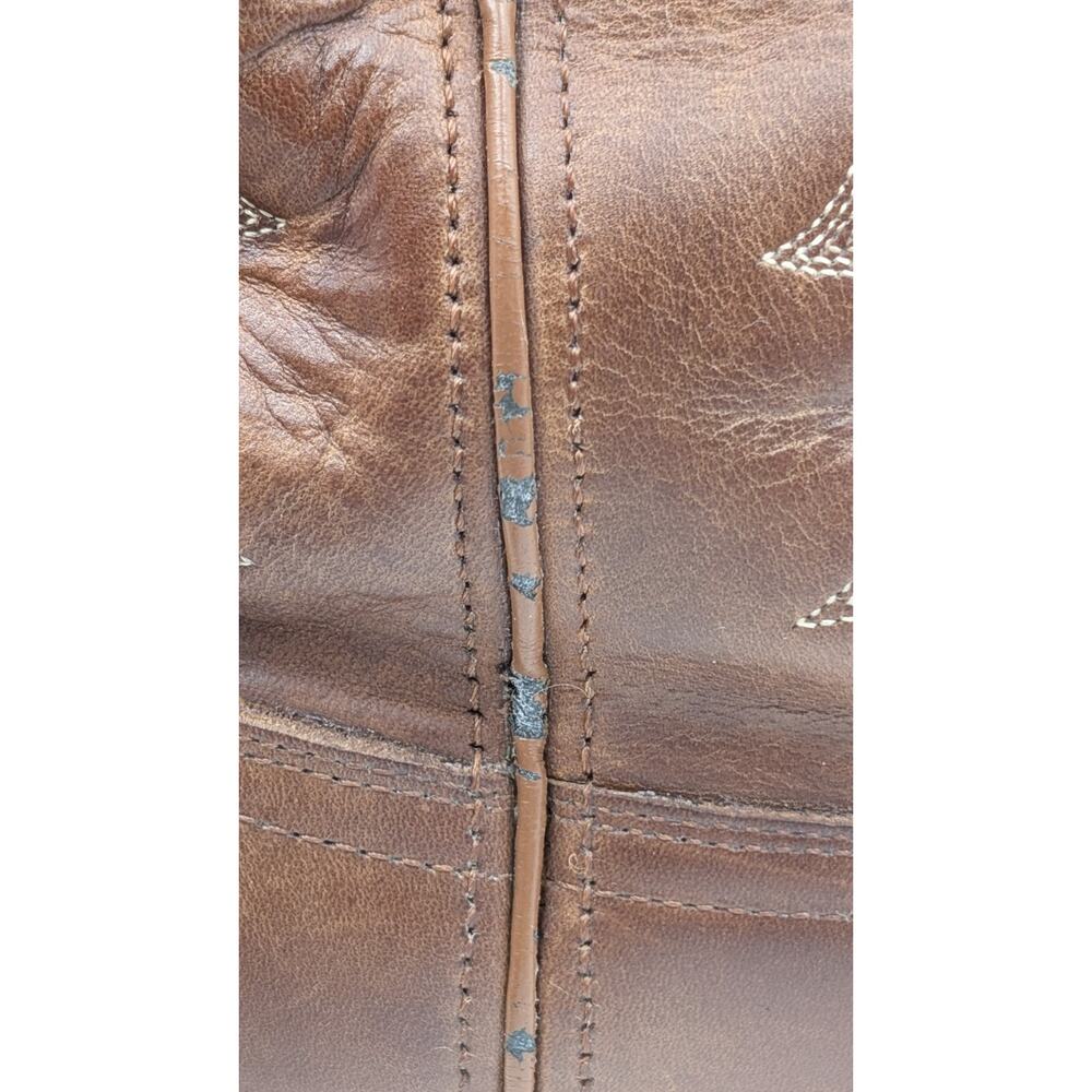 Durango Brown Leather Western Cowboy Boots Men’s 9M Square Toe Western Wear - Picture 3 of 16